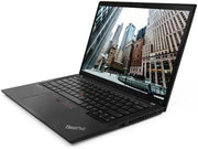 Black ThinkPad laptop with a cityscape on the screen