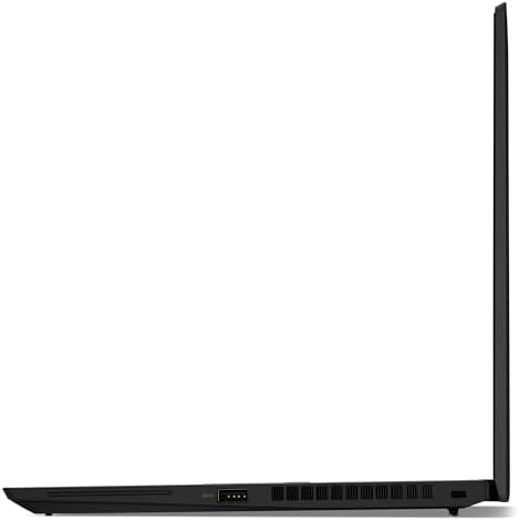 Side view of a black laptop on a white background