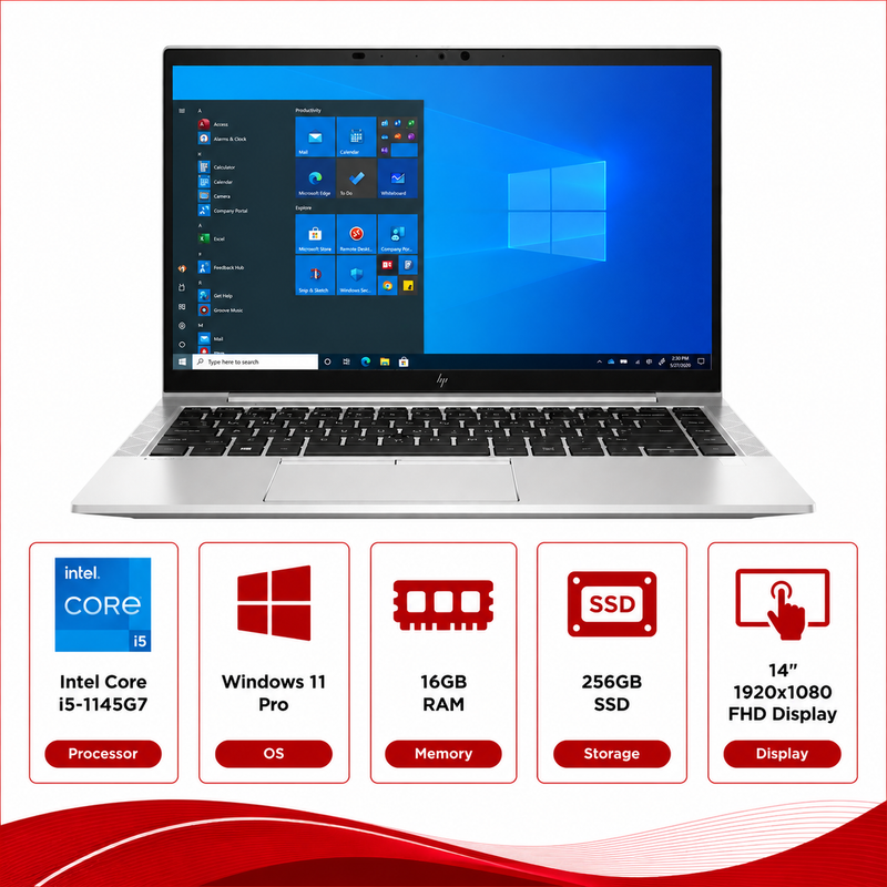 HP EliteBook 840 G8 Intel Core i5-1145G7 Touchscreen Laptop Windows 11 Pro (Refurbished)