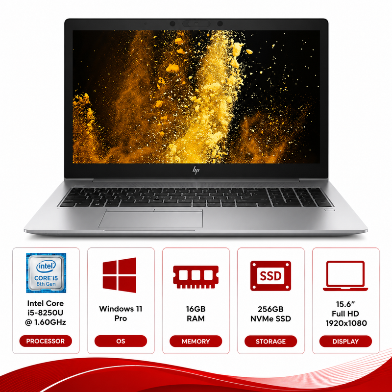 HP EliteBook 850 G5 Intel Core i5-8250U Laptop Windows 11 Pro (Refurbished)