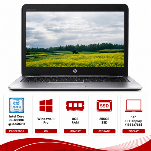 HP EliteBook 840 G3 Intel Core i5-6300U Laptop Windows 11 Pro (Refurbished)