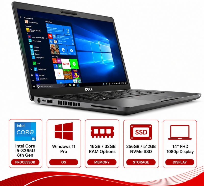 Dell Latitude 5400 Intel Core i5-8365U Laptop Windows 11 Pro (Refurbished)