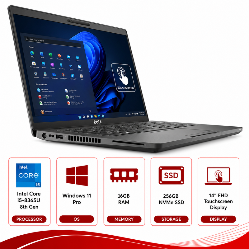 Dell Latitude 5400 Intel Core i5-8th gen Touchscreen Laptop Windows 11 Pro (Refurbished)