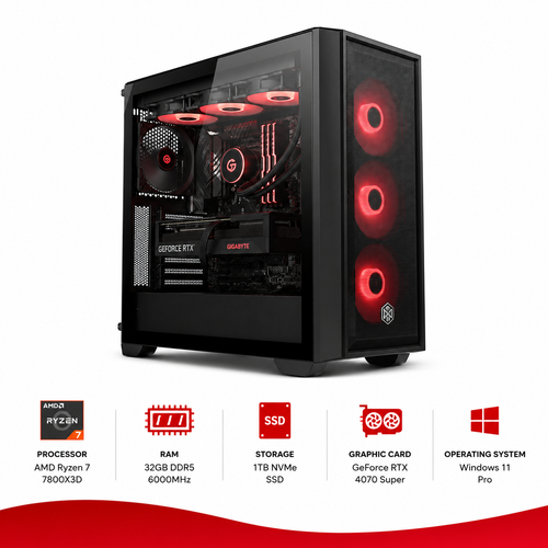Custom Gaming PC AMD Ryzen 7 7800X3D Windows 11 Pro