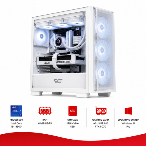 Custom White Gaming PC Intel Core i9-13900 Windows 11 Pro