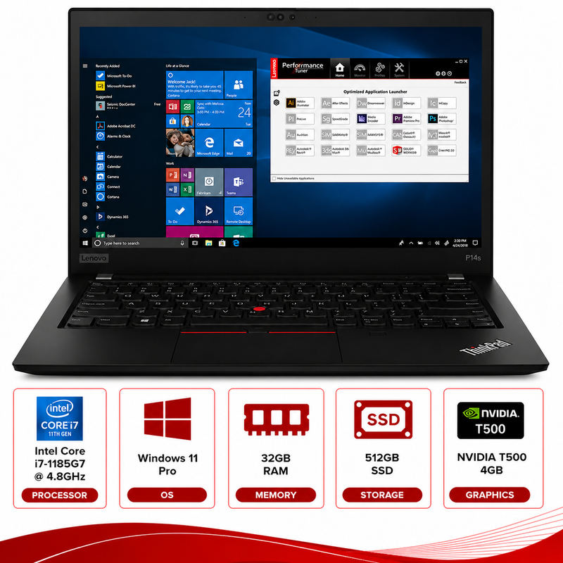 Lenovo ThinkPad P14s Gen 2 Intel Core i7-1165G7 Laptop Windows 11 Pro (Refurbished)