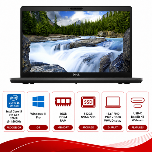 Dell Latitude 5500 Intel Core i5-8265U Laptop Windows 11 Pro (Refurbished)