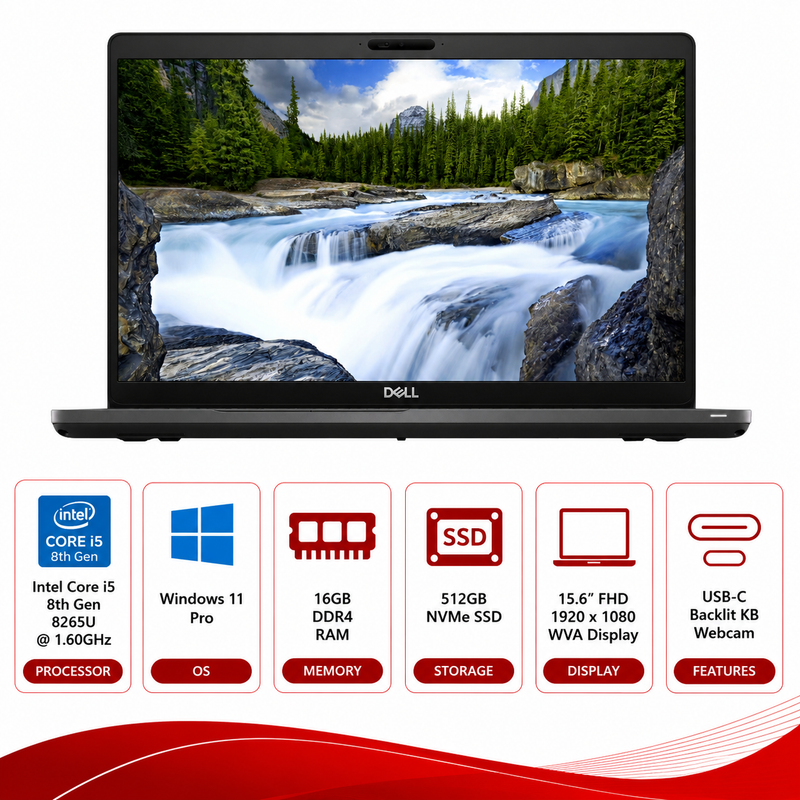 Dell Latitude 5500 Intel Core i5-8265U Laptop Windows 11 Pro (Refurbished)