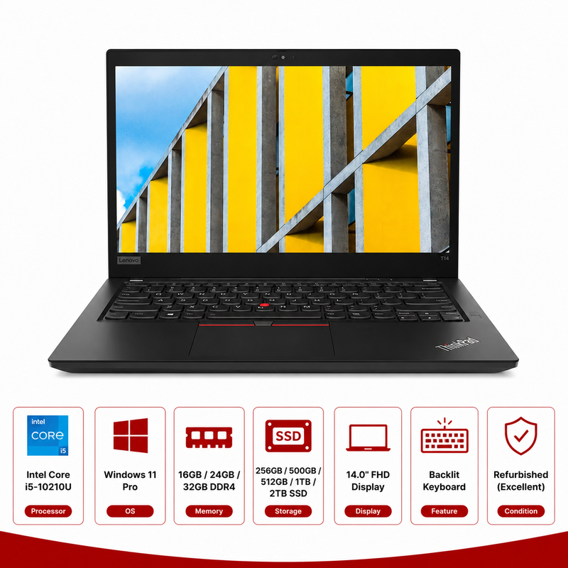 Lenovo ThinkPad T14 Gen 1 Intel Core i5-10210U Laptop Windows 11 Pro (Refurbished)