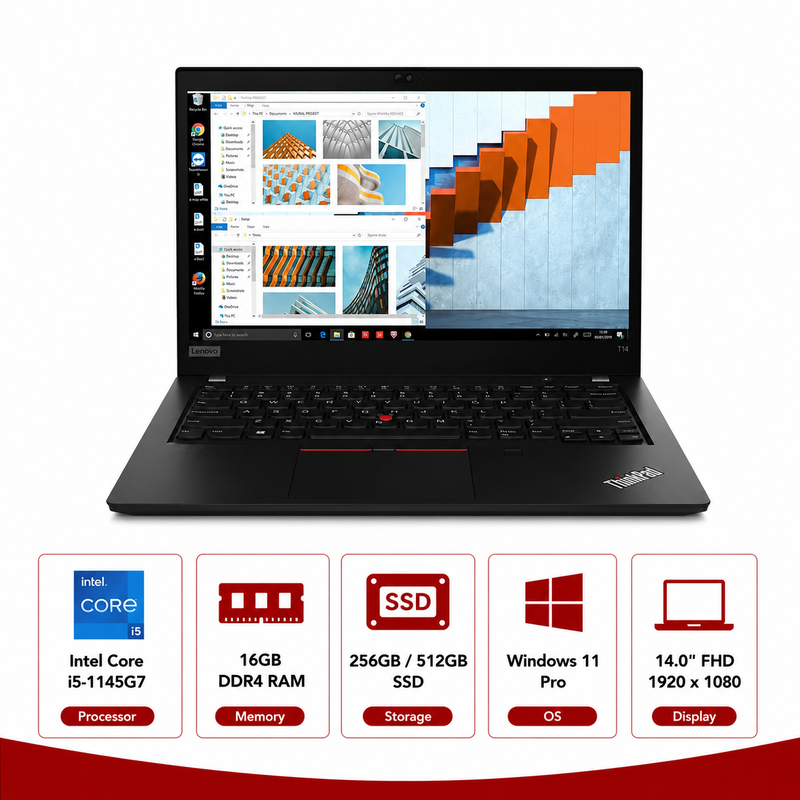 Lenovo ThinkPad T14 Gen 2 Intel Core i5-1145G7 Laptop Windows 11 Pro (Refurbished)