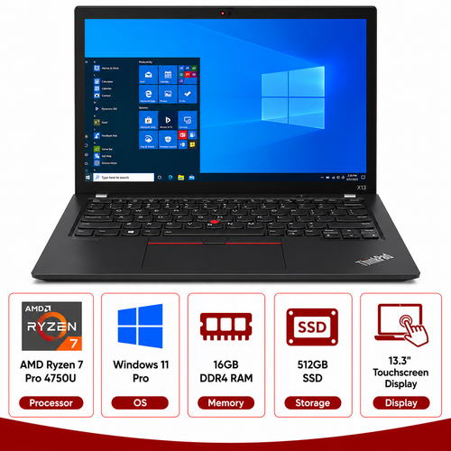Lenovo ThinkPad X13 AMD Ryzen 7 Pro 4750U Touchscreen Laptop Windows 11 Pro (Refurbished)