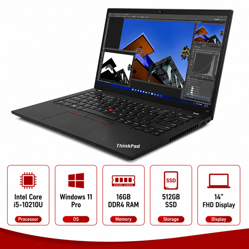 Lenovo ThinkPad T490 Intel Core i5-10210U Laptop Windows 11 Pro (Refurbished)