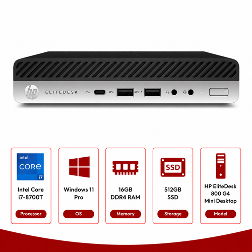 HP EliteDesk 800 G4 Intel Core i7-8700T Desktop Windows 11 Pro (Refurbished)