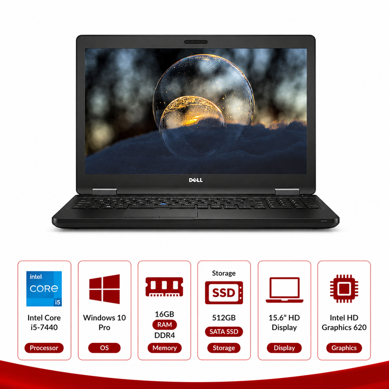 Dell Latitude 5580 Intel Core i5-7440 Windows 10 Pro (Refurbished)