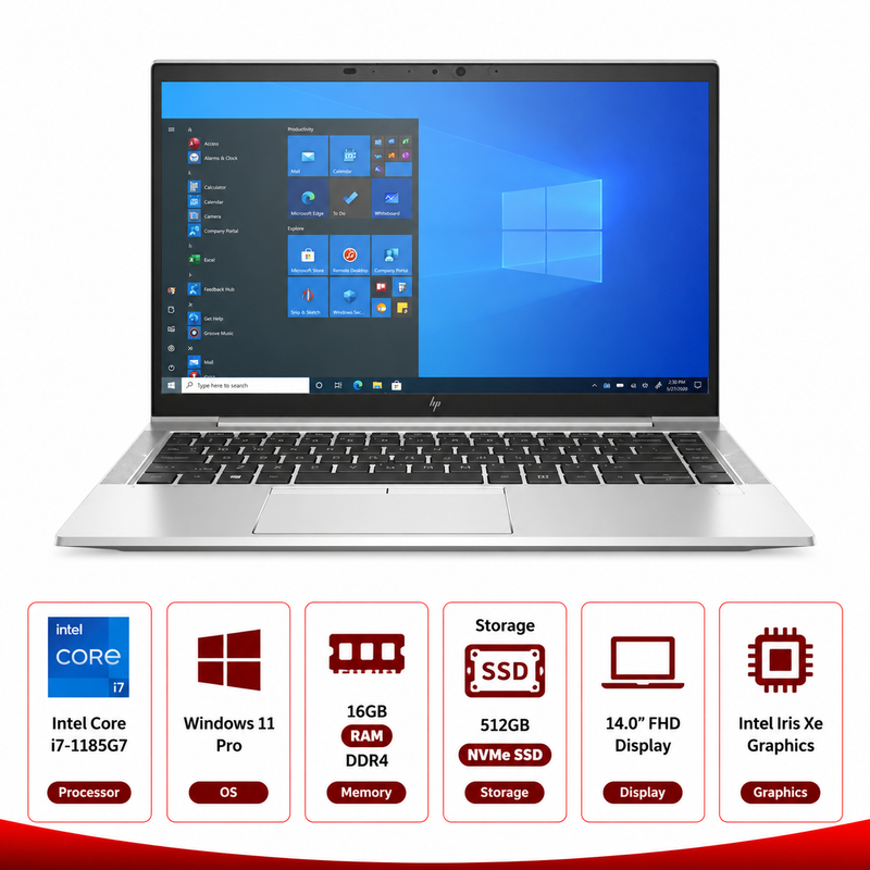HP 840 G8 Intel Core i7-1185G7 Notebook Windows 11 Pro (Refurbished)