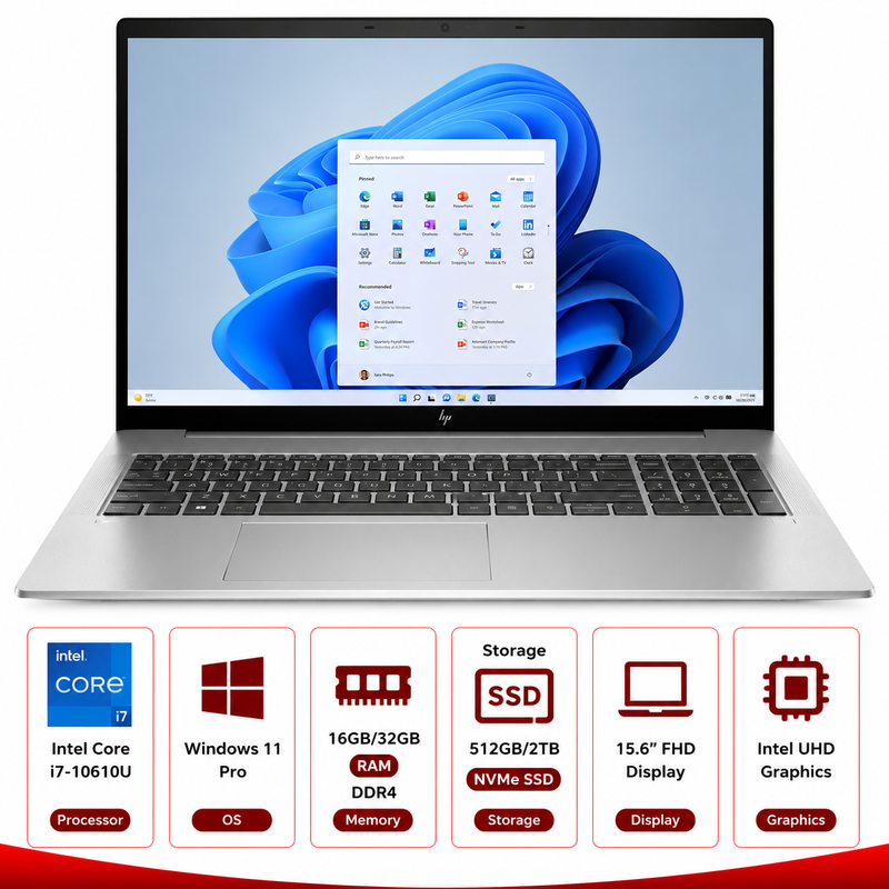 HP EliteBook 850 G7 Intel Core i7-10610U Notebook Windows 11 Pro (Refurbished)