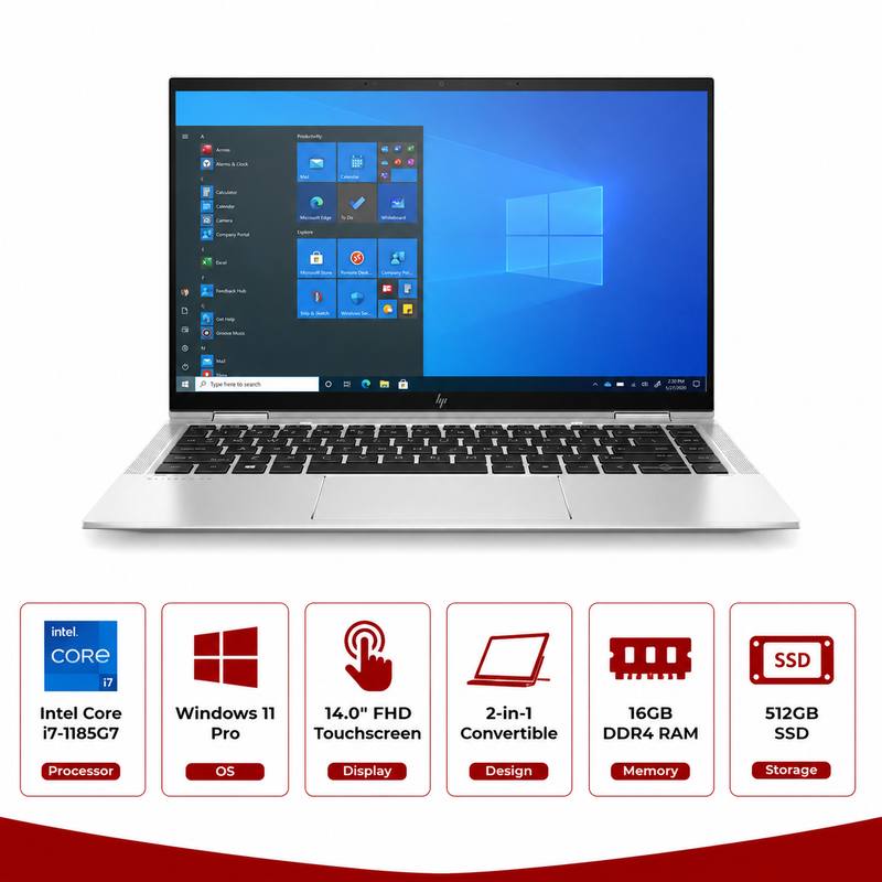 HP EliteBook X360 1040 G8 Intel Core i7-1185G7 2-in-1 Laptop Touch Win 11 Pro (Refurbished)