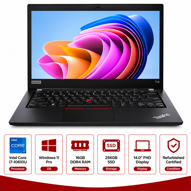 Lenovo ThinkPad T14 Gen 1 Intel Core i7-10610U Windows 11 Pro (Refurbished)