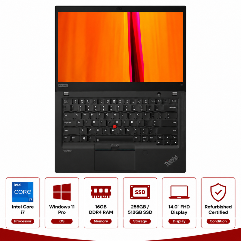 Lenovo ThinkPad T14s Gen 2 Intel Core i7 Windows 11 Pro (Refurbished)