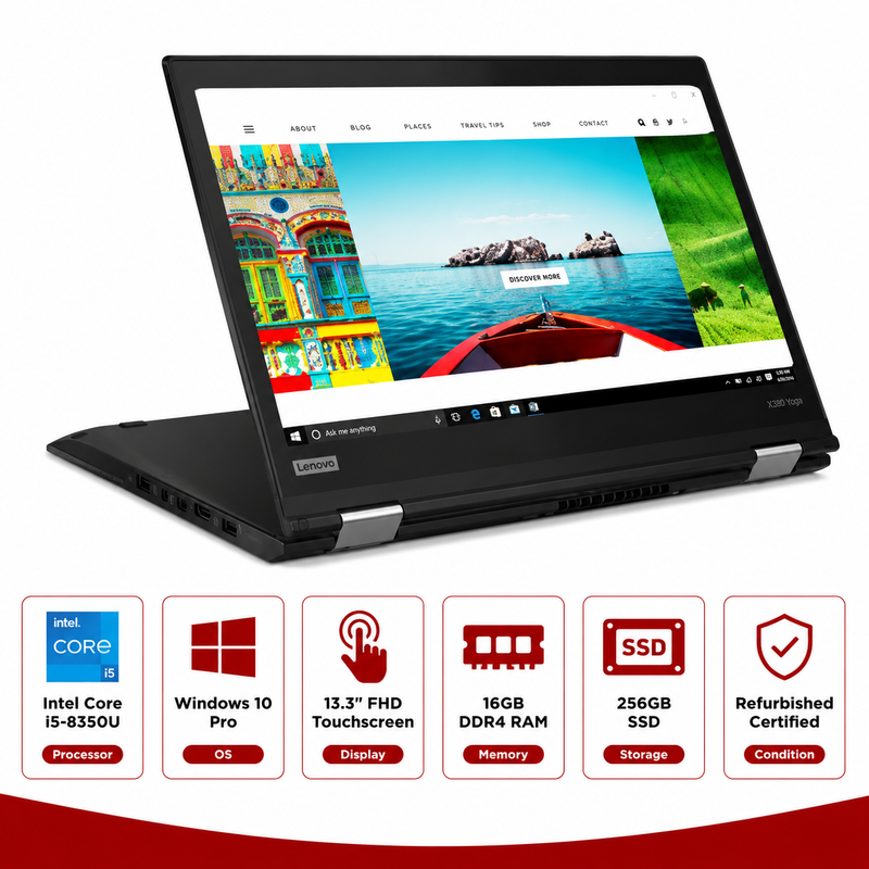 Lenovo ThinkPad X380 Intel Core i5-8350U Yoga 2-in-1 touch Laptop Win 10 Pro (Refurbished)