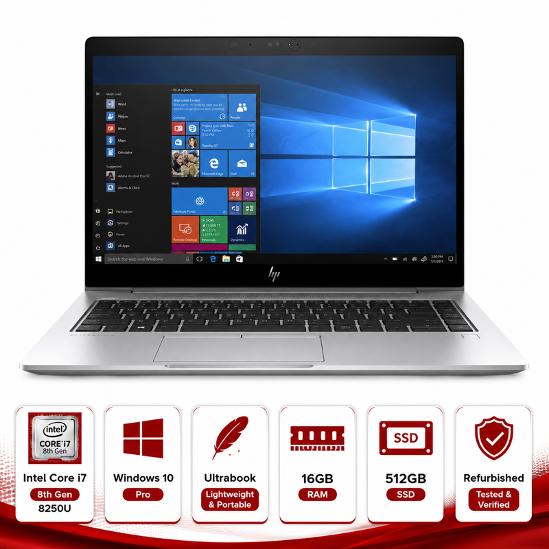 HP EliteBook 840 G5 Intel Core i7-8250U Ultrabook Windows 10 Pro (Refurbished)