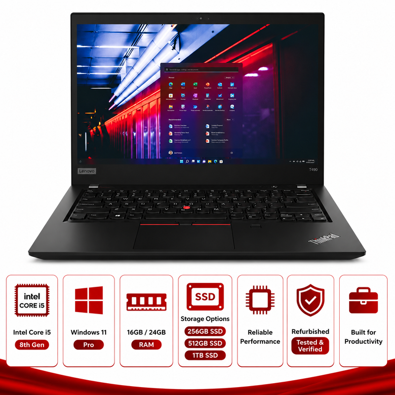 Lenovo ThinkPad T490 Intel Core i5-8265U Laptop (Refurbished)