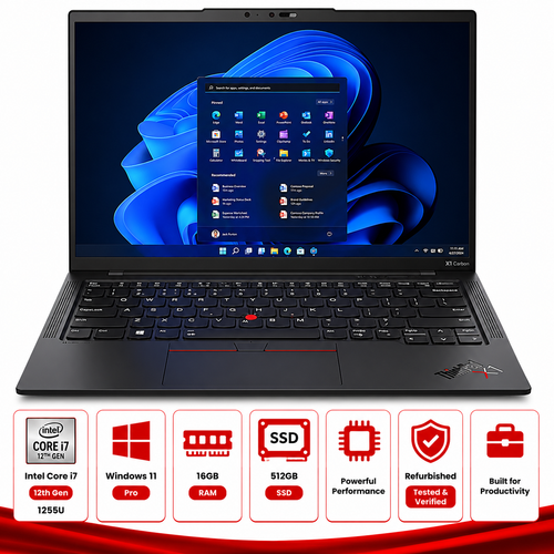Lenovo ThinkPad X1 Carbon Gen 10 Intel Core i7-1255U Laptop Windows 11 Pro (Refurbished)