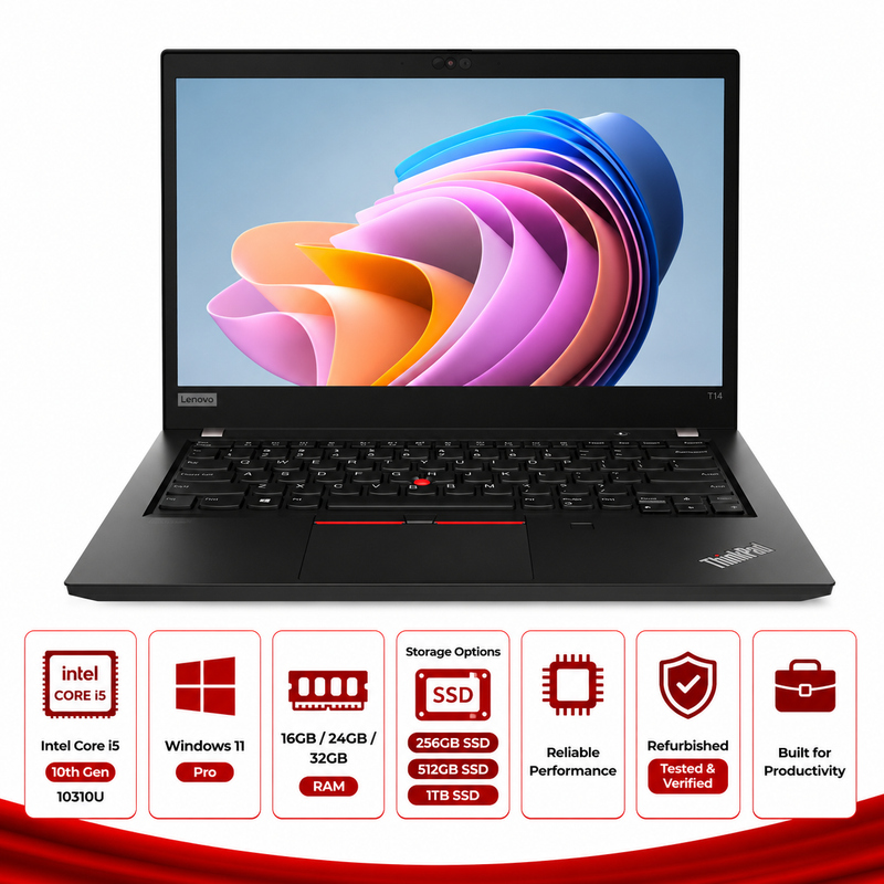 Lenovo ThinkPad T14 Gen 1 Intel Core i5-10310U Windows 11 Pro (Refurbished)