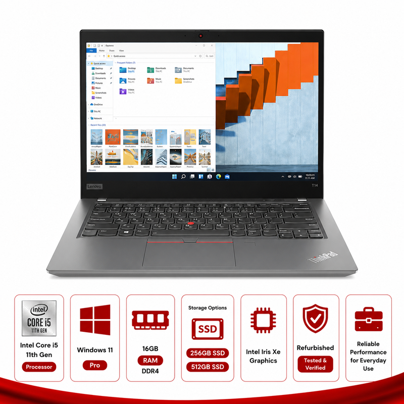 Lenovo ThinkPad T14 Gen 2 Intel Core i5-1145G7 Windows 11 Pro (Refurbished)