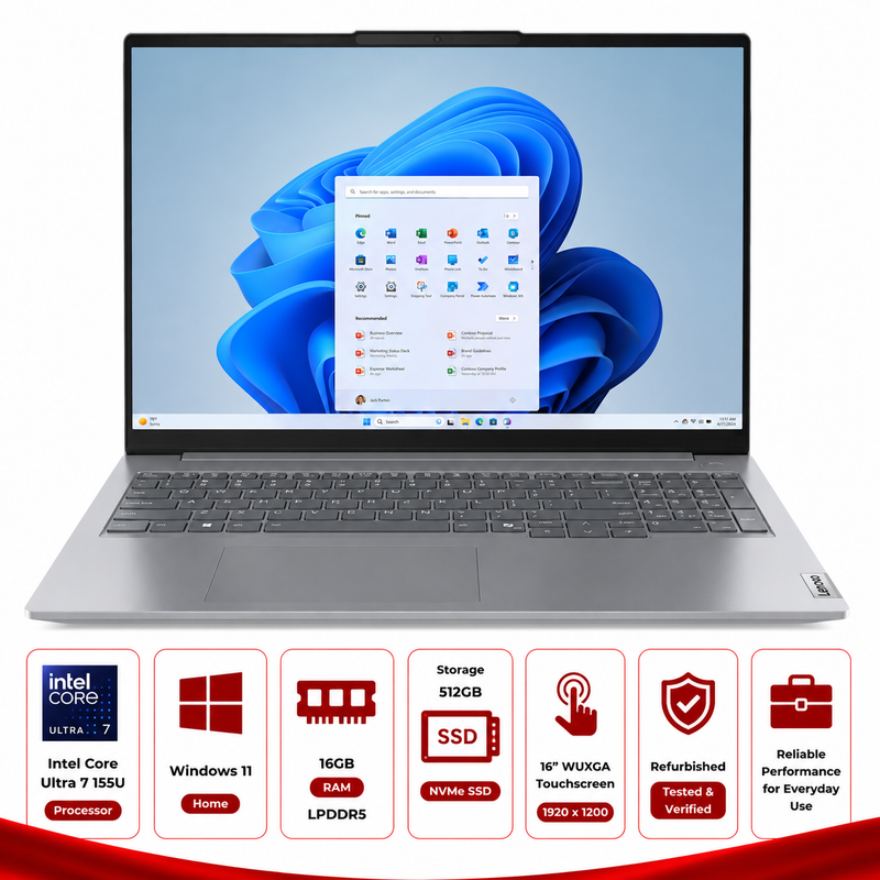 Lenovo ThinkBook 16 G7 Core Ultra 7- 155U IML Laptop (2022) Touch Win 11 (Refurbished)