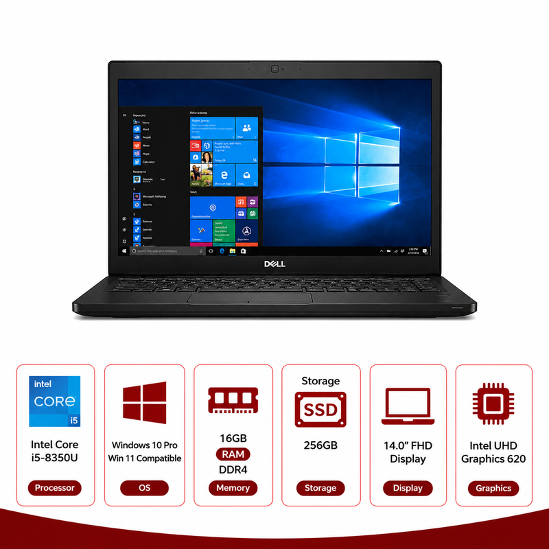 Dell Latitude 7490 Intel Core i5-8350U Windows 10 Pro Win 11 Compatible (Refurbished)