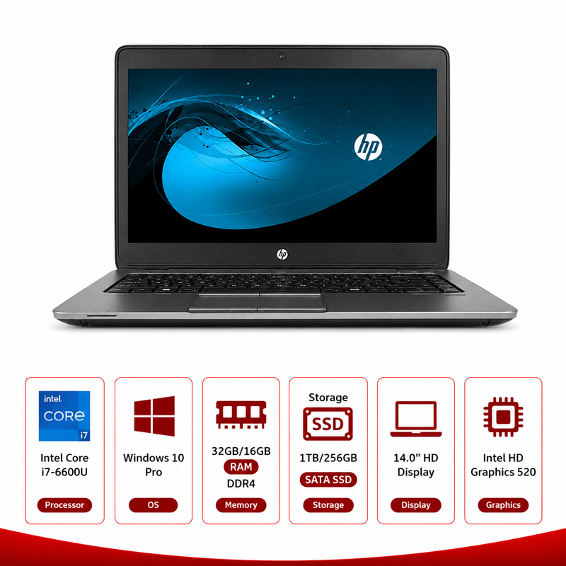 HP 840 G3 Intel Core i7-6600U Win 10 Pro Laptop (Refurbished)
