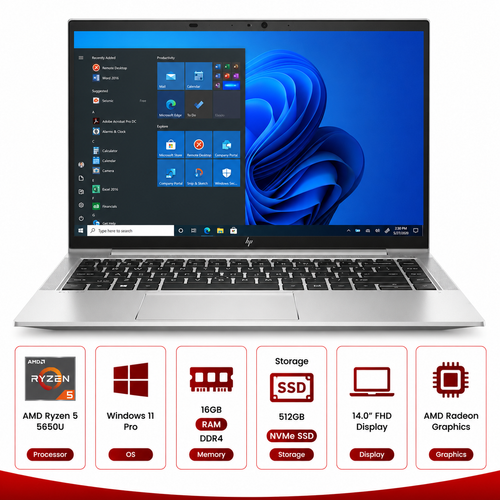 HP EliteBook 845 G8 AMD Ryzen 5 Pro 5650U Laptop Windows 11 Pro (Refurbished)